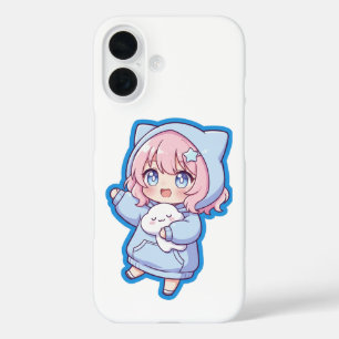 Süßes Kawaii-Anime-Mädchen-Aufkleber iPhone 16 Hülle