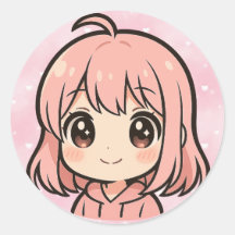 Süßes Kawaii-Anime-Mädchen-Gesicht-Aufkleber