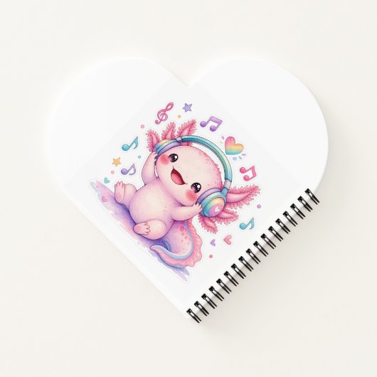 Süßes Kawaii-Axolotl-Monogramm Notizblock (Rückseite)