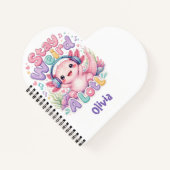 Süßes Kawaii-Axolotl-Monogramm Notizblock (Vorderseite)