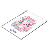 Süßes Kawaii-Axolotl-Monogramm Notizblock (Linke Seite)