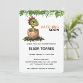 Süßes Kawaii-Baby-Dinosaur schlüpft Einladung (Stehend Vorderseite)