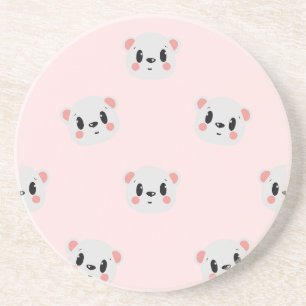 Süßes Kawaii-Bärengesicht-Muster auf Pastellrosa Getränkeuntersetzer