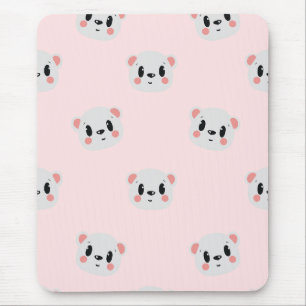 Süßes Kawaii-Bärengesicht-Muster auf Pastellrosa Mousepad