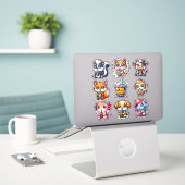 Süßes Kawaii Bobo Bubble Tea und Tiere Aufkleber (Laptop auf Schreibtisch)
