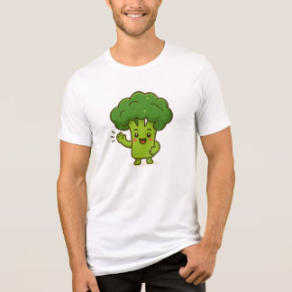 Süßes Kawaii-Brokkoli-Charakter-T-Shirt – Lustiges Tri-Blend Shirt