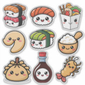 Süßes Kawaii chinesisches Essen Aufkleber (Vorderseite)