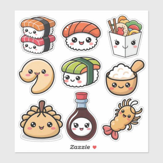 Süßes Kawaii chinesisches Essen Aufkleber (Blatt)