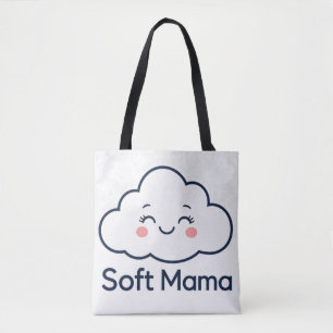 Süßes Kawaii-Cloud "Soft Mama" Logo-Design Tasche
