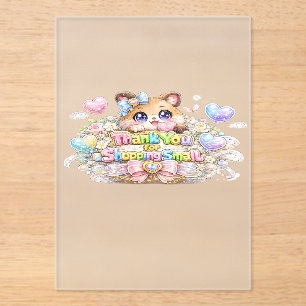 Süßes Kawaii Danke Fürs Einkaufen bei Kleinen Katz Acryleinladungen