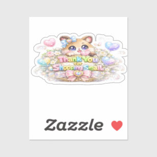 Süßes Kawaii Danke fürs Einkaufen bei Kleinen Katz Aufkleber
