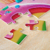 Süßes Kawaii-Einhorn, Cupcakes, Regenbogen Puzzle (Seite)