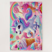 Süßes Kawaii-Einhorn, Cupcakes, Regenbogen Puzzle (Vertikal)