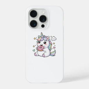 Süßes Kawaii-Einhorn-Donut-Handygehäuse iPhone 15 Pro Hülle