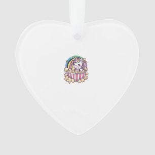 Süßes kawaii Einhorn mit Popcorn Langarm T-Shi Ornament