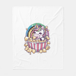 Süßes kawaii Einhorn mit Popcorn Langarm T-Shirt Fleecedecke