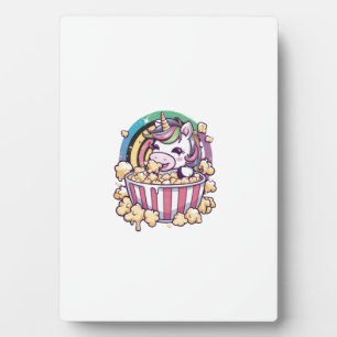 Süßes kawaii Einhorn mit Popcorn Langarm T-Shirt Fotoplatte
