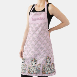 Süßes Kawaii-Einhorn-Mutter-Tochter-Duo Rosa Schürze