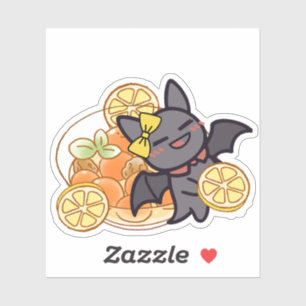 Süßes Kawaii-Fledermaus mit Fleischbällchensuppe Aufkleber