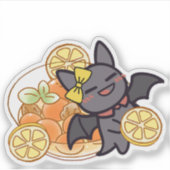 Süßes Kawaii-Fledermaus mit Fleischbällchensuppe Aufkleber (Vorderseite)
