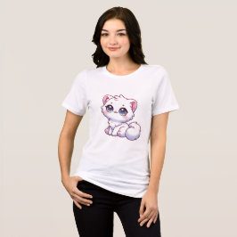 Süßes Kawaii Fluffiges Weißes Kätzchen T-Shirt Tri-Blend Shirt