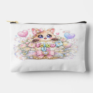 Süßes Kawaii Folge Uns Katze Pastell Rosa Social M Zubehörtasche