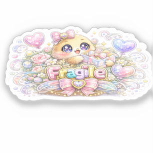 Süßes Kawaii Fragiles Mit Sorgfalt Behandeln Katze Aufkleber