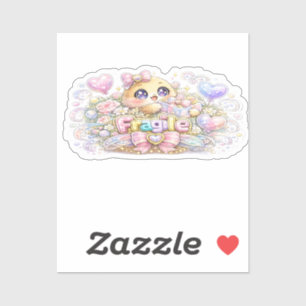 Süßes Kawaii Fragiles Mit Sorgfalt Behandeln Katze Aufkleber