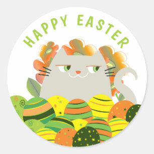 Süßes Kawaii Frohe Ostern Runder Aufkleber
