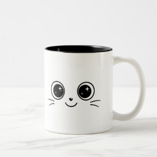 Süßes Kawaii-Gesicht Minimalistisch Zweifarbige Tasse