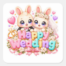 Süßes Kawaii Glückliches Hochzeits-Hasen-Paar Past