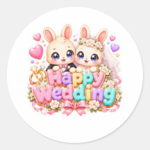 Süßes Kawaii Glückliches Hochzeits-Hasen-Paar Past