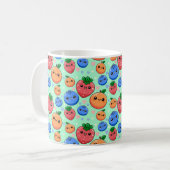 Süßes Kawaii Grün Orange Blau Frucht Kaffeetasse (Vorderseite Links)