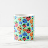 Süßes Kawaii Grün Orange Blau Frucht Kaffeetasse (Mittel)