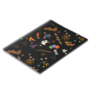Süßes Kawaii-Halloween-Spooky-Muster Spiral  Notizblock