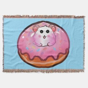 Süßes Kawaii-Hamster-in-Rosa-Glasur-Donut-Kunstwer Decke