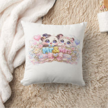 Süßes Kawaii Herr und Frau Panda Paar Pastellrosa 