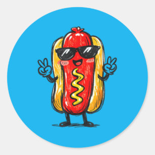 Süßes Kawaii-Hotdog-Cartoon Lustiges Food-Lover-Sh Runder Aufkleber