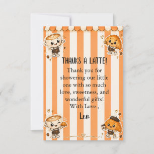 Süßes Kawaii-Kaffee-Croissant-Orange-Baby-Shower Dankeskarte
