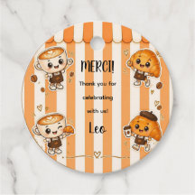 Süßes Kawaii-Kaffee-Croissant-Orange-Baby-Shower