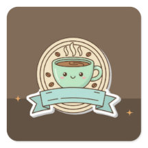 Süßes Kawaii-Kaffeetassen-Logo-Design - Editierbar