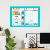 Süßes Kawaii-Kalender-Set Poster (Heimbüro)