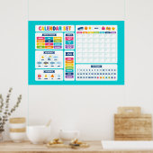 Süßes Kawaii-Kalender-Set Poster (Küche)