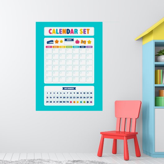 Süßes Kawaii-Kalender-Set Poster (Kinderzimmer 1)
