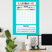 Süßes Kawaii-Kalender-Set Poster (Heimbüro)