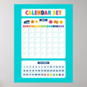 Süßes Kawaii-Kalender-Set Poster (Vorne)