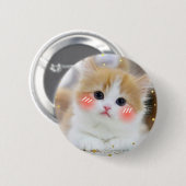 Süßes Kawaii Kätzchen Schamesröte Gesicht Knopf Ab Button (Vorne & Hinten)