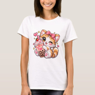 Süßes Kawaii-Katzen-Bubble-Tea-T-Shirt  T-Shirt