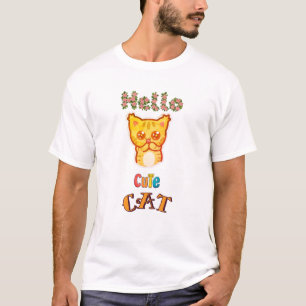 Süßes Kawaii-Katzengesicht Grafik T-Shirt 