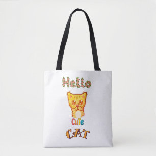 Süßes Kawaii-Katzengesicht Grafik T-Shirt Tasche